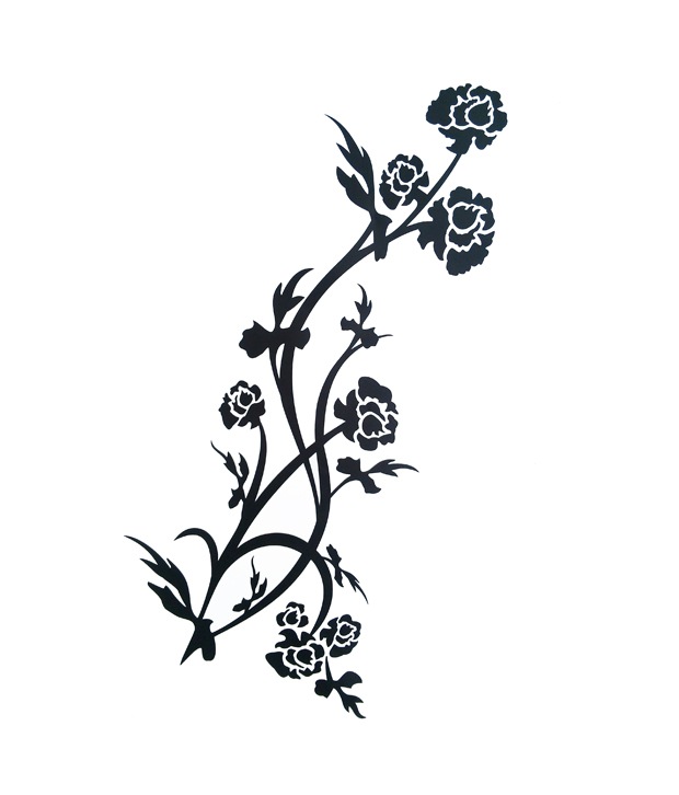 PINDIA Black Flower Art Design Wall Sticker: Buy PINDIA Black ...