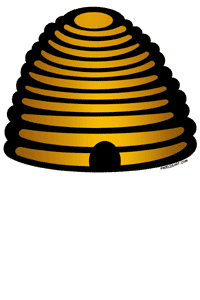 Beehive clipart image beehive with honey bees swarming about ...