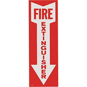 Sign, "Fire Extinguisher" w/ Arrow, Self Adhesive Vinyl, 4"x12 ...