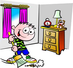 Boy doing chores clipart