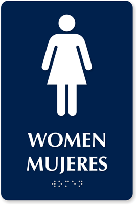 Bilingual Women, Mujeres Braille Bathroom Sign With Pictograms ...