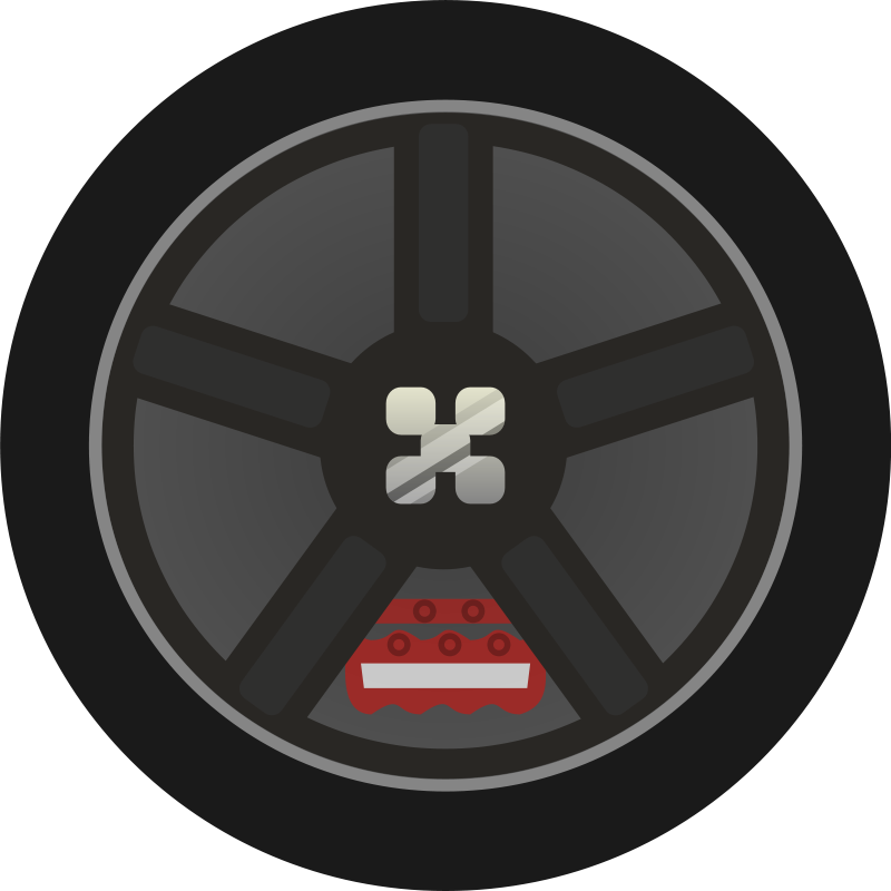 Clipart - Dark Simple Car Wheel Tire Rims Side View