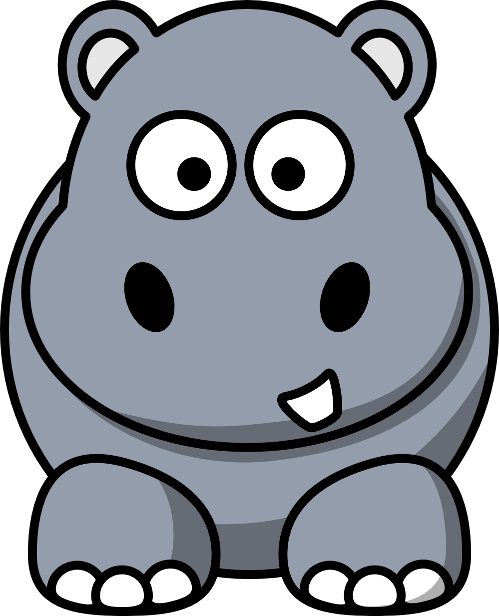 Hippo Black And White Clipart