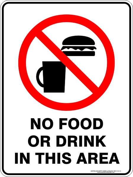 NO FOOD OR DRINK IN THIS AREA - Discount Safety Signs Australia