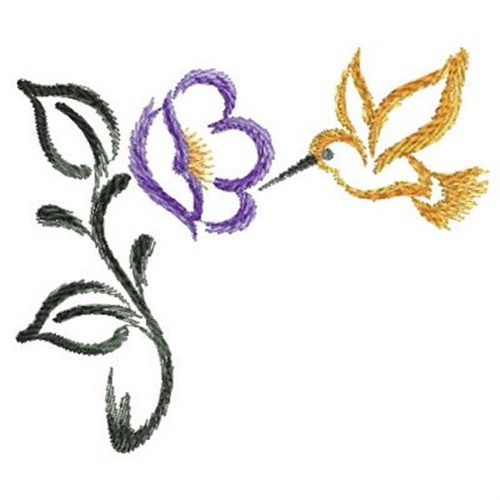 Sweet Heirloom Embroidery Design: Hummingbird Flower Outline 2.93 ...