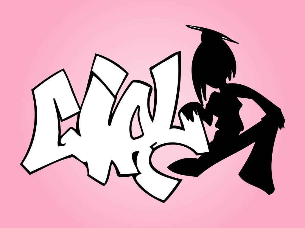 Angel Girl Graffiti Vector Art & Graphics | freevector.com