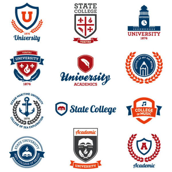 Creative of school emblems vector 01 - Vector Label free download