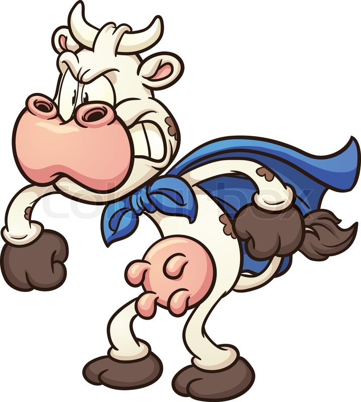 Cow with mask and cape cartoon clipart free