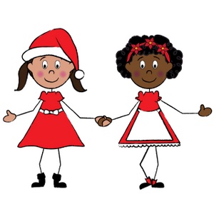 Girl christmas dress clipart black and white - ClipartFox