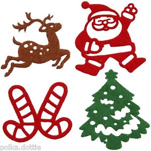 Felt Christmas Shapes Self Adhesive Stickers Motifs Tree Santa ...