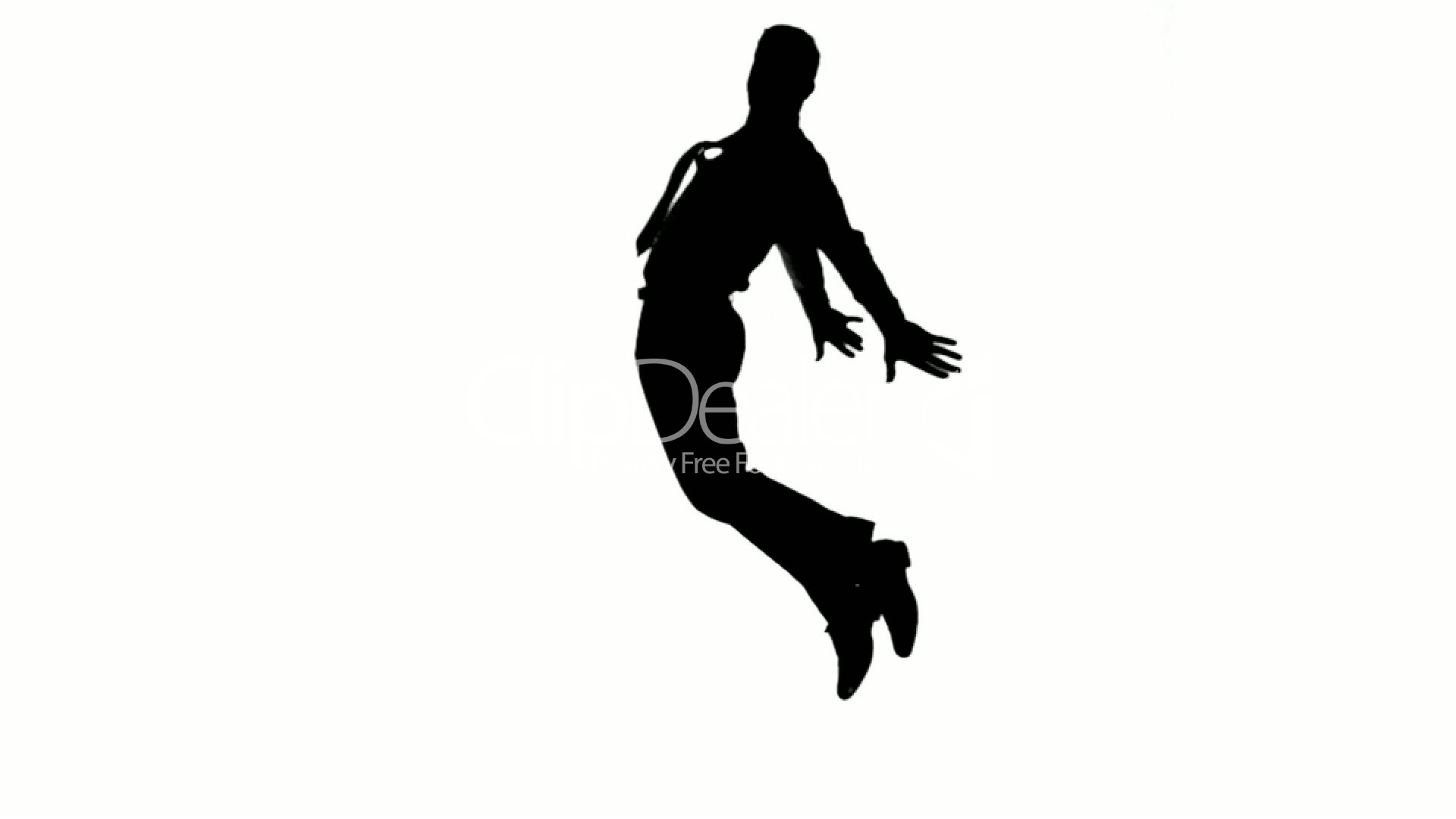 Silhouette of man with a tie jumping on white background: Royalty ...