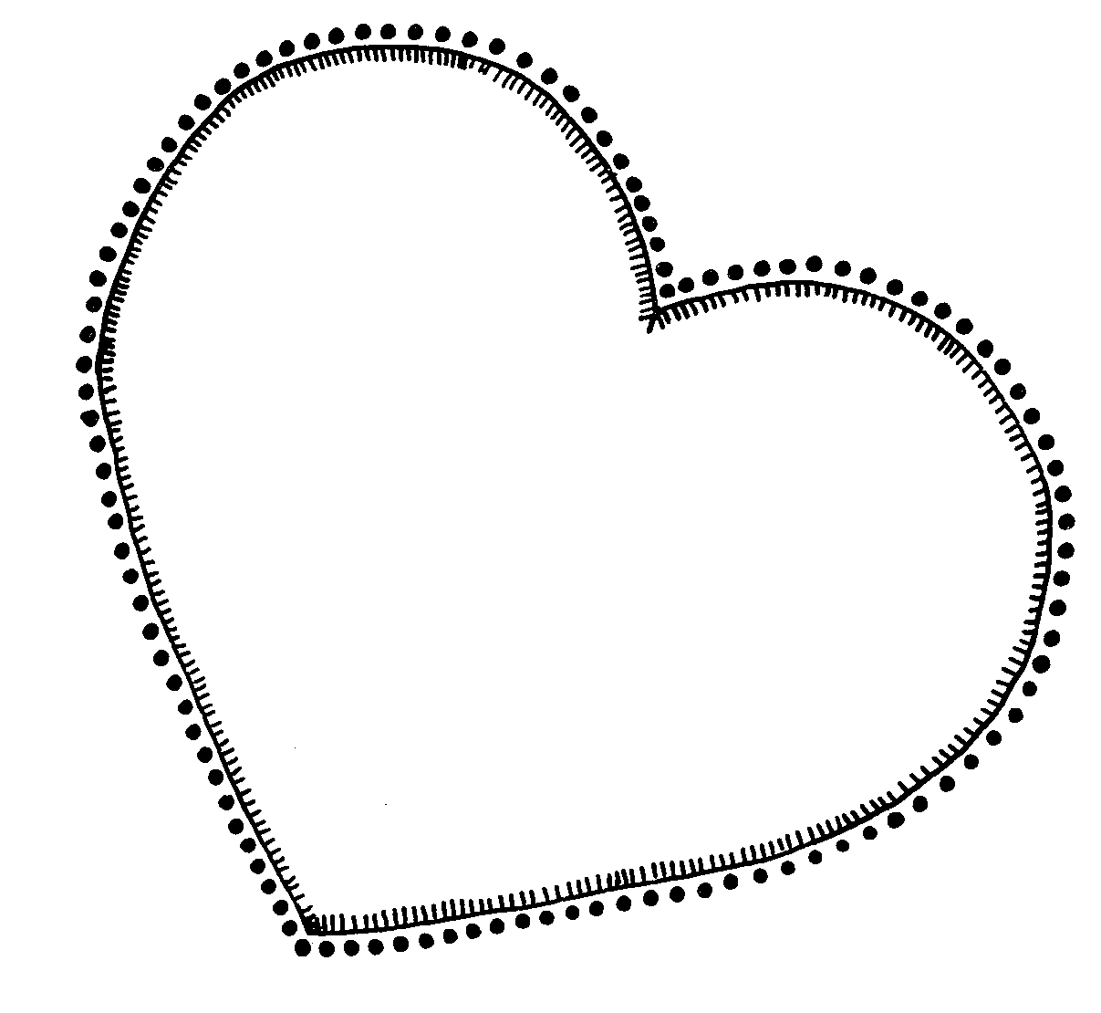 Cute shaped heart black and white clipart