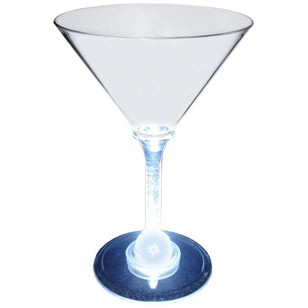 Light Up Martini Glass - 7 oz - Clear Stem - White LED, light up ...