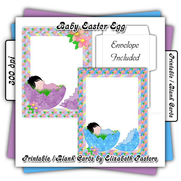 Baby Easter Egg Printable / Blank Cards - $1.92 : Cute Clip Art ...