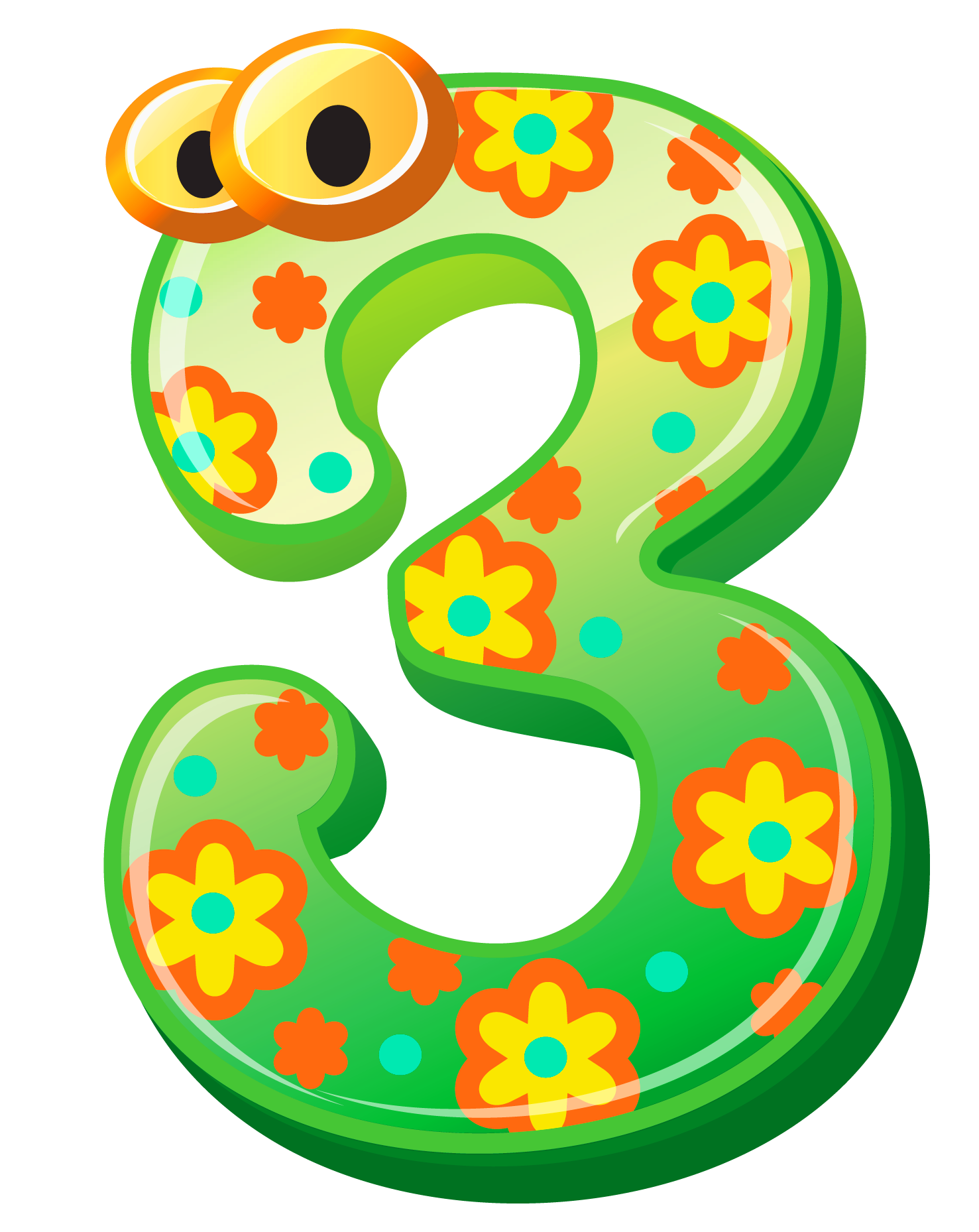 Cute Number Three PNG Clipart Image