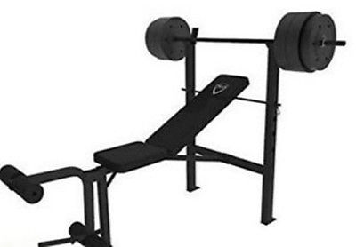 Home Cap Weight Bench Set Barbell Deluxe With 100 Lb Weights ...