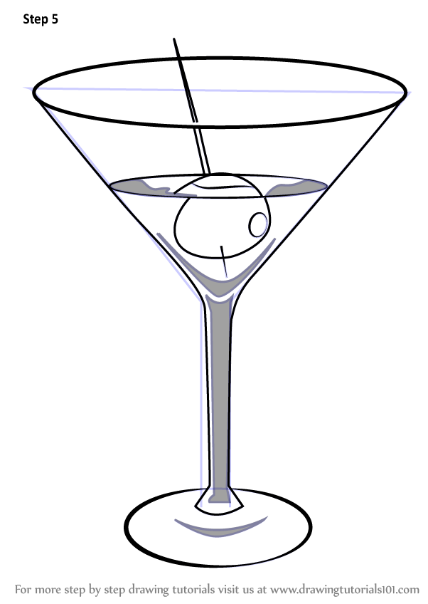 Learn How to Draw a Martini (Drinks) Step by Step : Drawing Tutorials