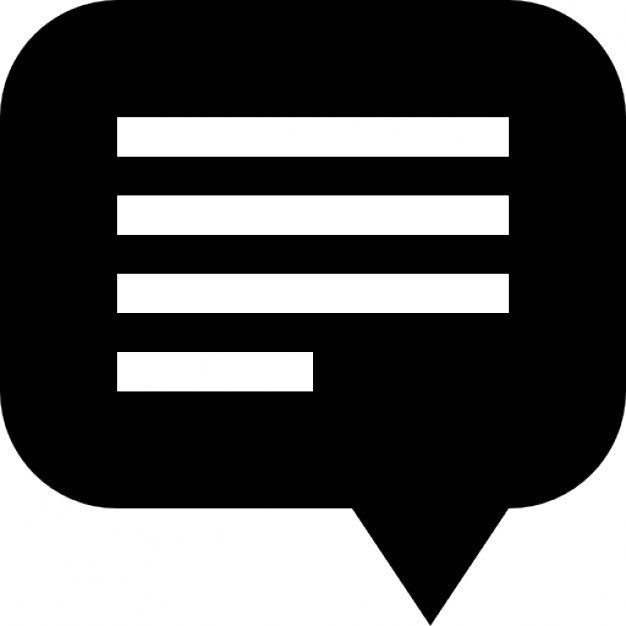 Black speech bubble with text lines - icon - Social | Pixempire