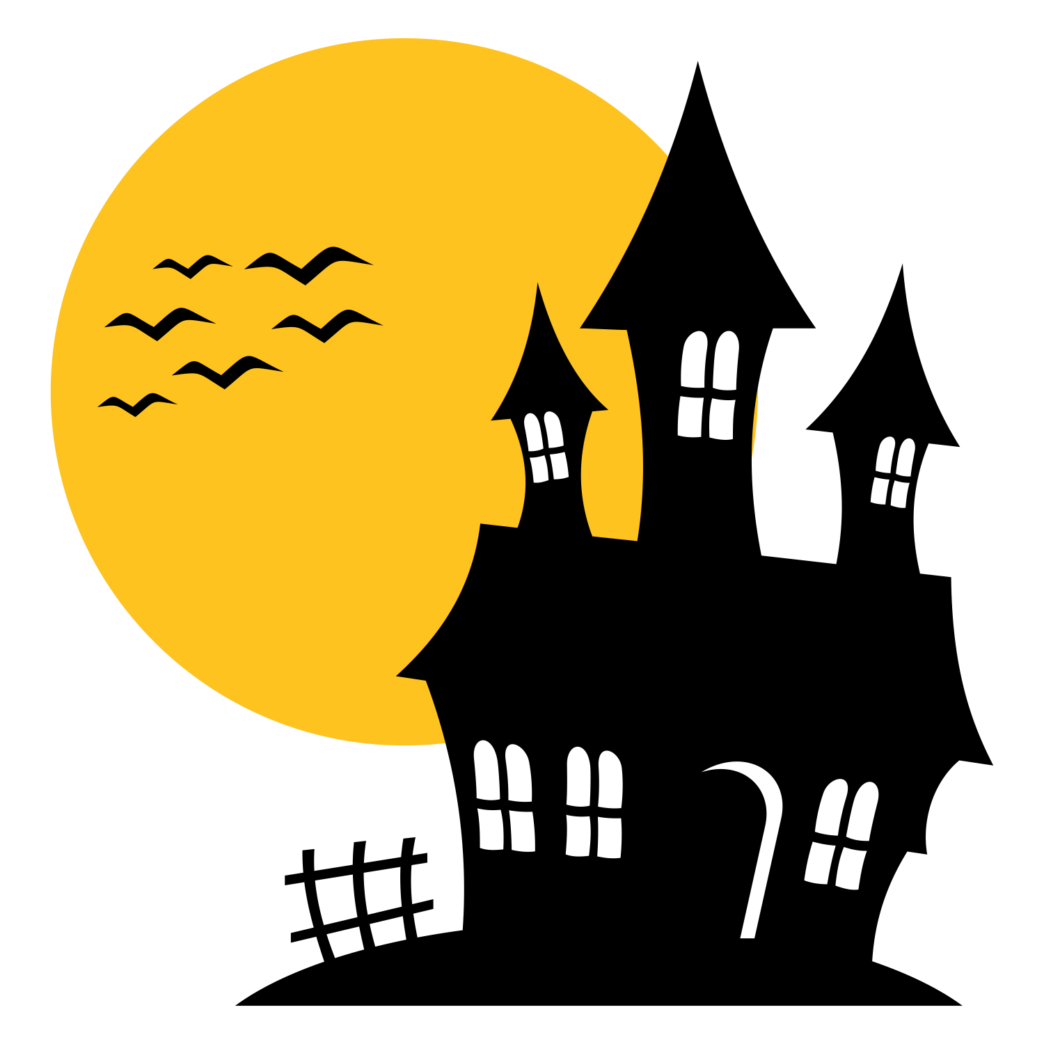 Vector for free use: Haunted house silhouette