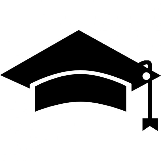 Black graduation cap tool of university student for head Icons ...