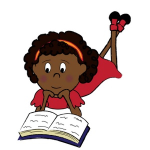 Girl Reading Clipart Image - African American Girl Reading a Book