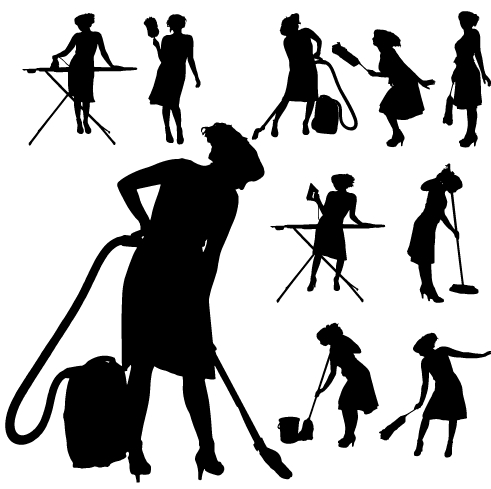 Creative cleaning woman silhouette design vector 03 free – Over ...