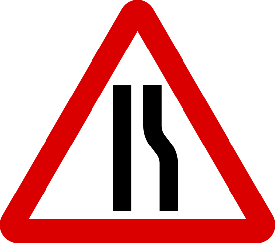 Mauritius Road Signs - Warning Sign - Road Narrows On Right ...