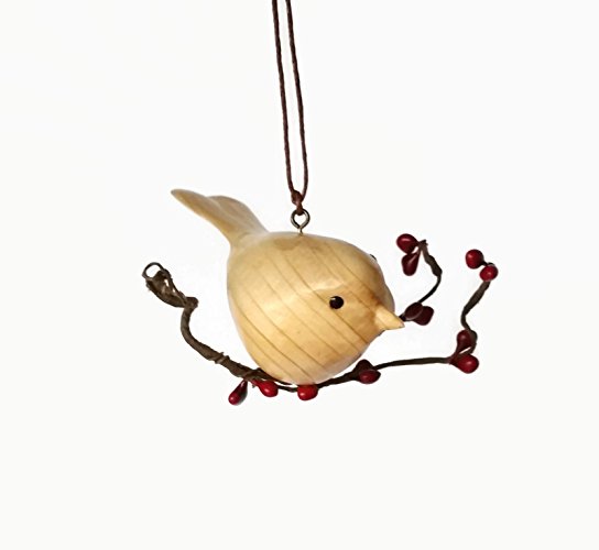 Amazon.com: Wooden Bird Christmas Ornament, Rustic Chickadee tree ...