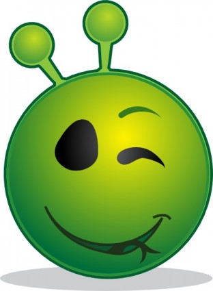 Smiley Green Alien Wink clip art Vector clip art - Free vector for ...