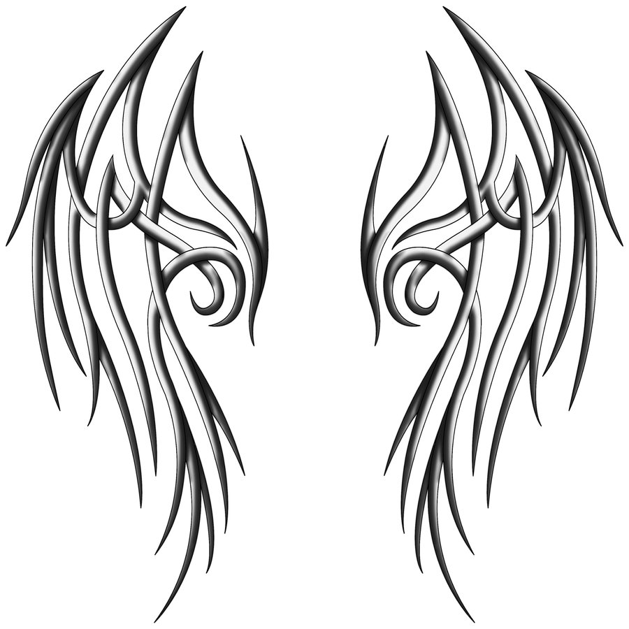 Tribal Angel Wings Drawing - ClipArt Best