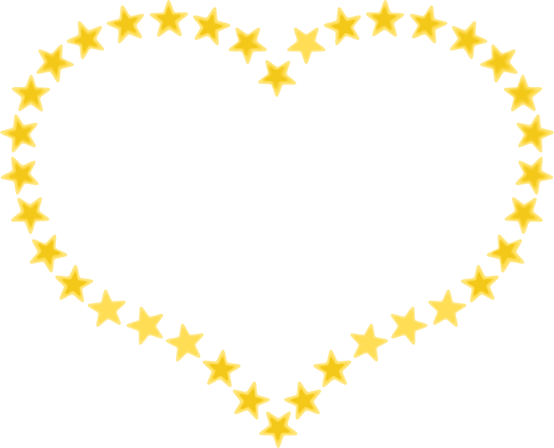 Clipart - Heart Shaped Border with Yellow Stars