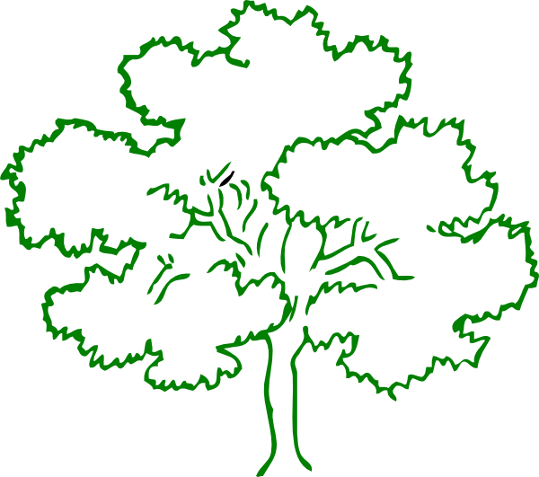 Oak Tree Green Outline Full Frame clip art - vector clip art ...