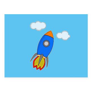 Cartoon Rocket Postcards | Zazzle