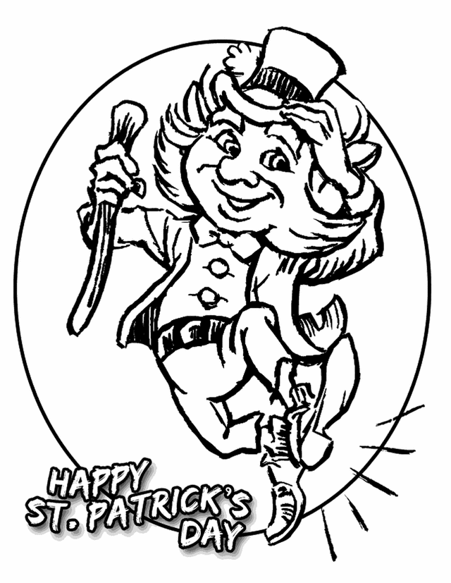 St. Patrick's Day Leprechaun - Free Printable Coloring Pages