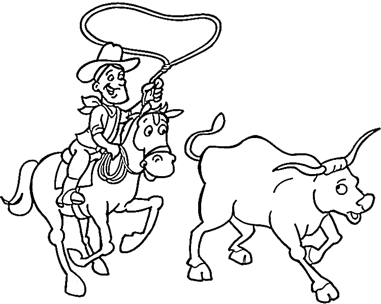 Cowboy Coloring Pages 8 | Purple Kitty