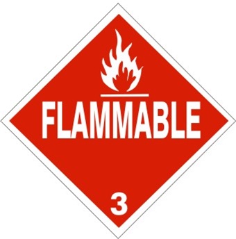 FLAMMABLE, CLASS 3, DOT PLACARD