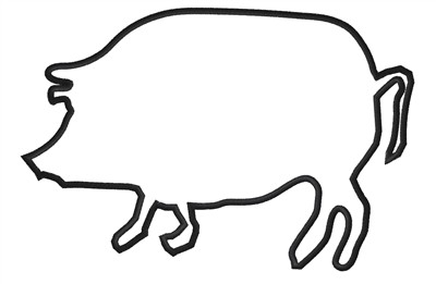 Animals Embroidery Design: Pig Outline from King Graphics