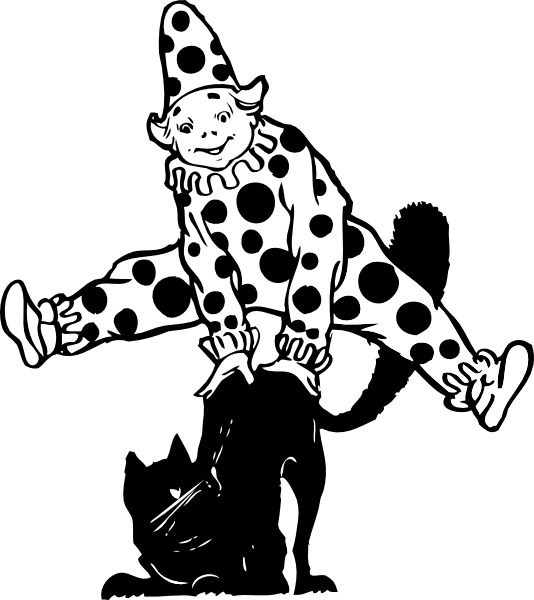 Clown Jumping Over Cat clip art - vector clip art online, royalty ...