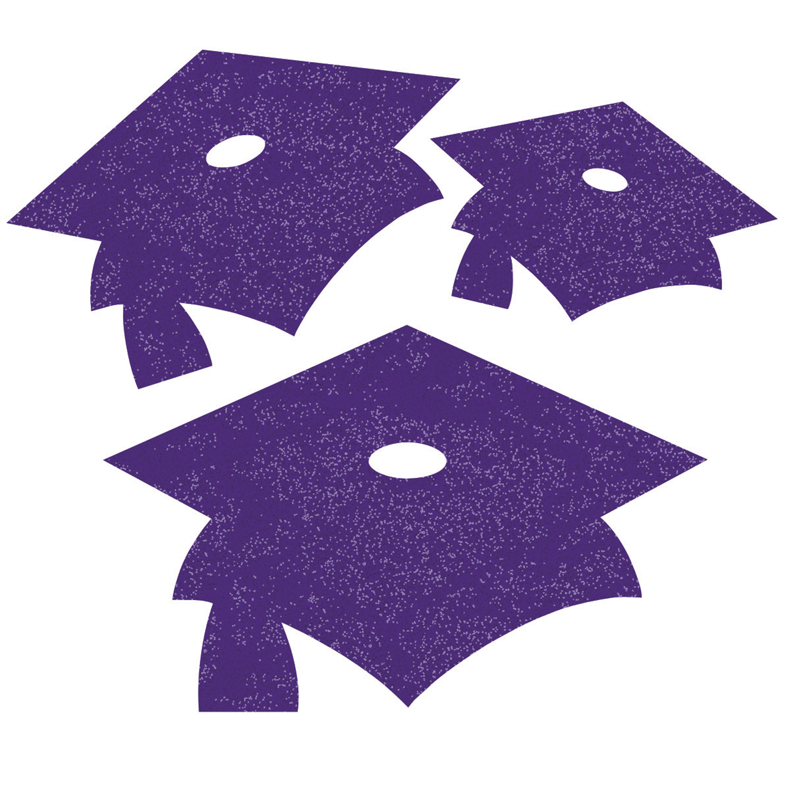 Purple Glitter Mini Mortarboard Graduation Cutouts | ThePartyWorks