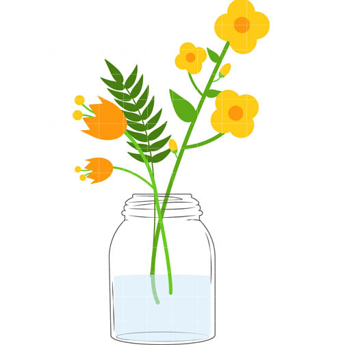 Mason Jar Flowers 4 - Quarter Clipart