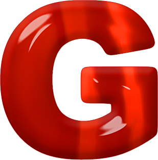 Presentation Alphabets: Red Glass Letter G