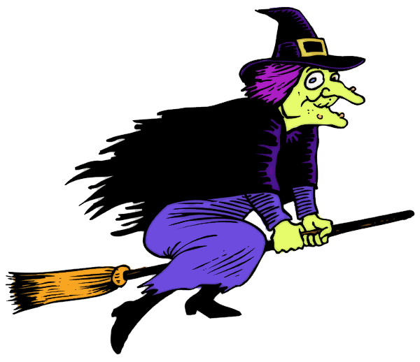 Witch on broom clipart