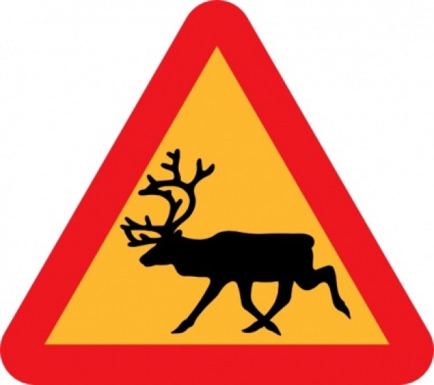Warning Reindeer Roadsign clip art | Download free Vector