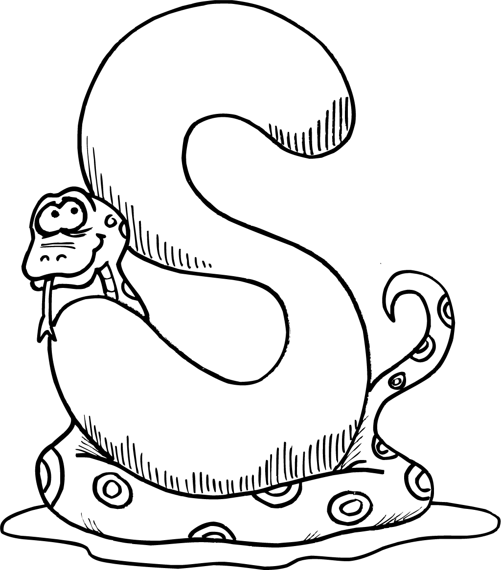 s is for snake coloring page : - Coloring Guru