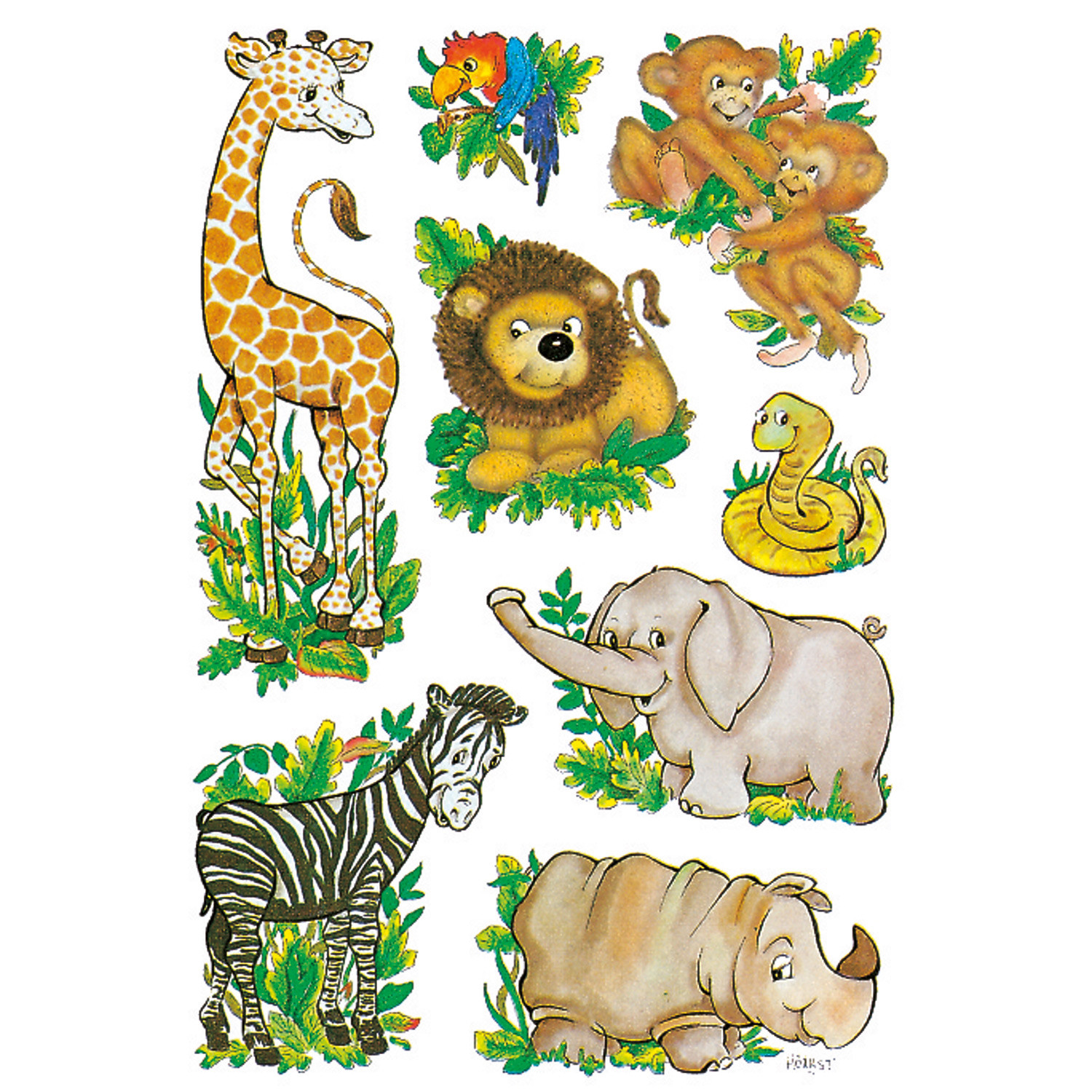 DECOR stickers jungle animals 3 sheets