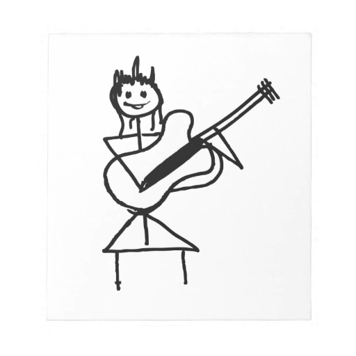 female guitar stick figure black and white memo pads from Zazzle.