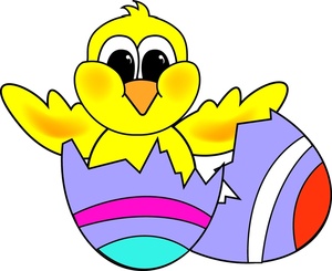 Chick Hatching Clipart Image - Baby chick hatching from an Easter agg