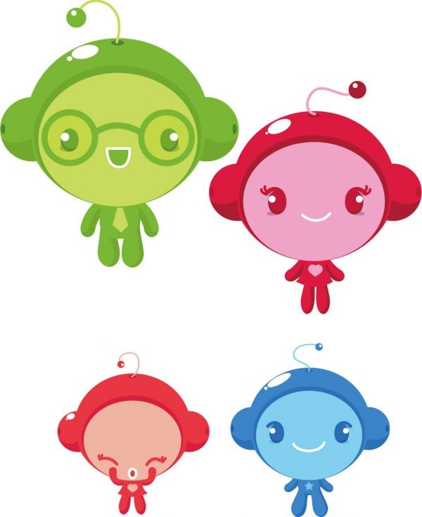 Cute candy cartoon aliens vector material | My Free Photoshop World