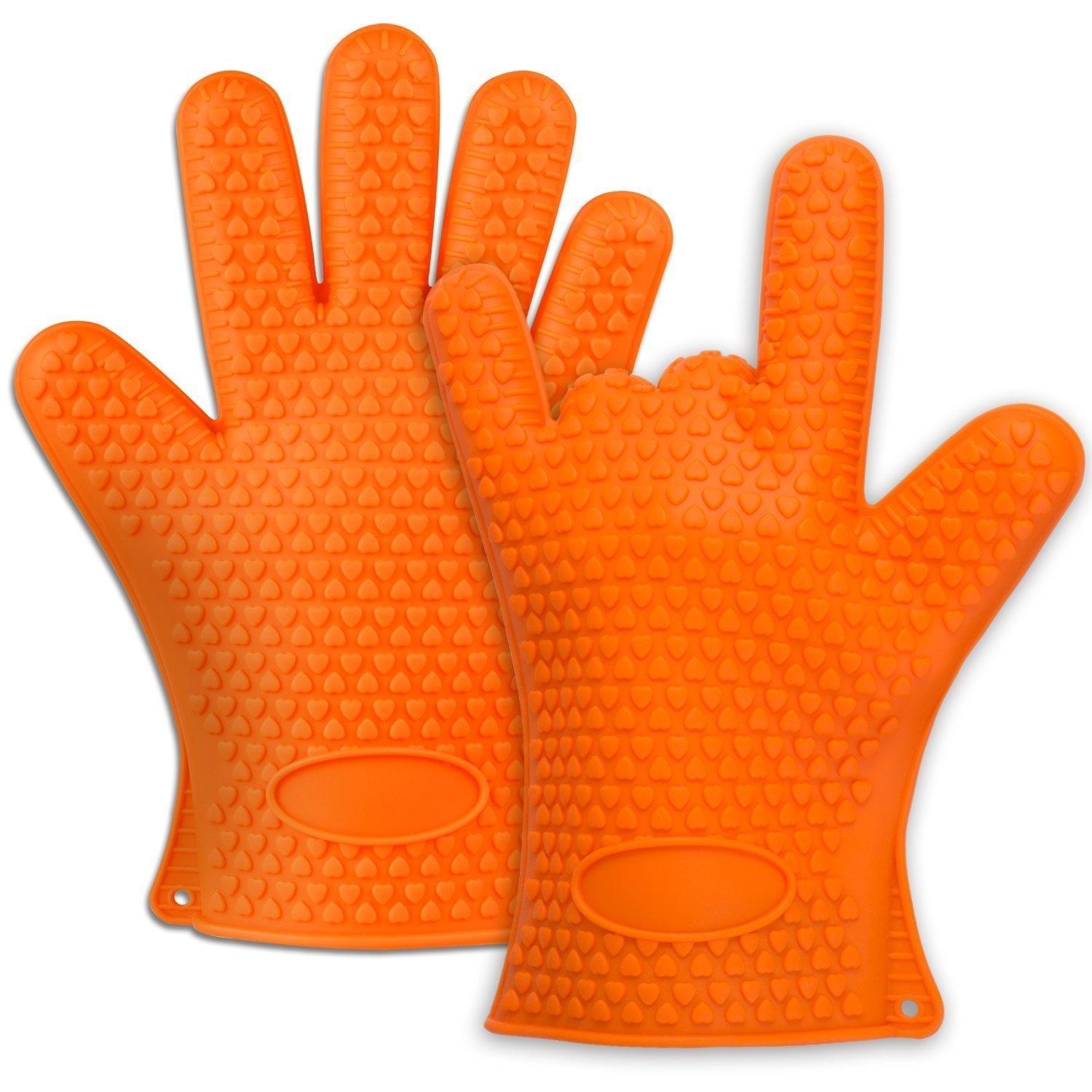 MTL BBQ Grilling Gloves Silicone Heat Resistant Oven Mitts Gloves ...