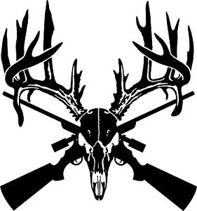 Deer Skull Gun Rifle Hunting Car Truck Window Wall Laptop Vinyl ...